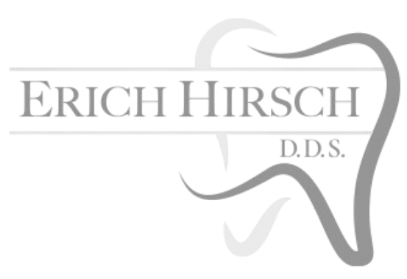 Logo for Erich Hirsch, D.D.S., featuring a stylized tooth outline and the name across a horizontal bar.